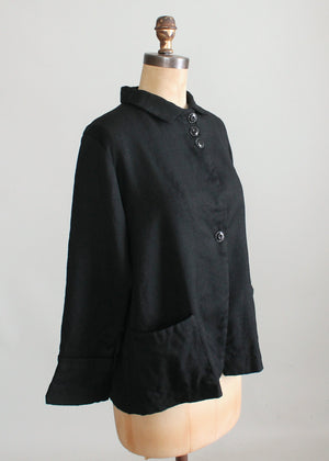 Vintage 1930s Black Wool Workwear Chore Jacket