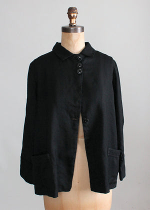 Vintage 1930s Black Wool Workwear Chore Jacket
