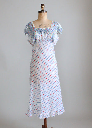 Vintage 1930s Floral Cotton Nightgown