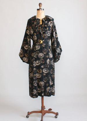 Vintage 1930s Dandelion Print Rayon Day Dress