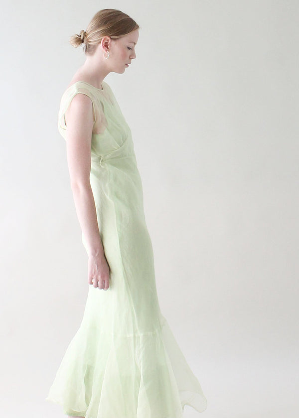 Vintage 1930s Mint Green Organdy Dress Raleigh Vintage