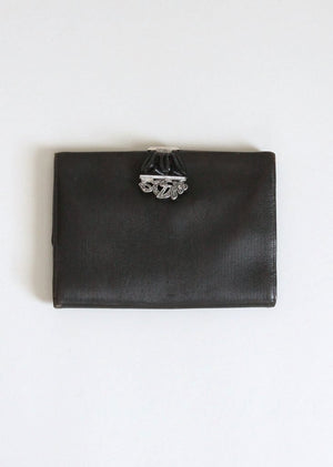 Vintage 1930s Leather Clutch with Bakelite Clasp
