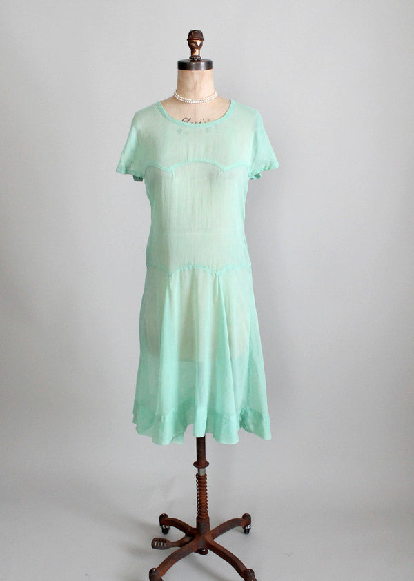 dark grey dress outfit Vintage 1920s Mint Green Cotton Day Dress
