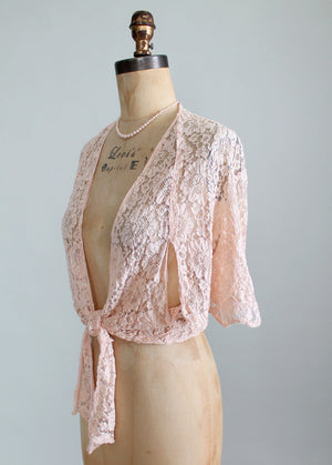 Vintage 1930s Lace Flutter Sleeve Shrug Jacket
