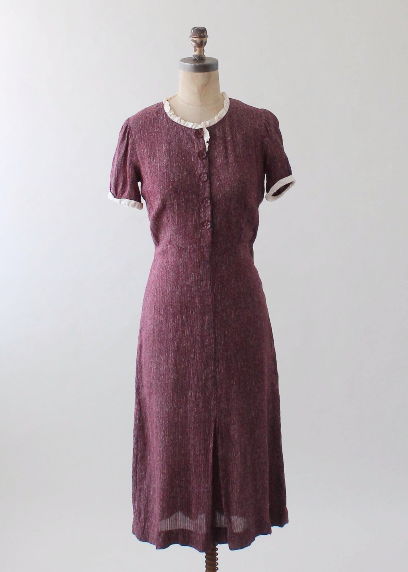 Vintage 1930s Plum Rayon Day Dress with Jacket