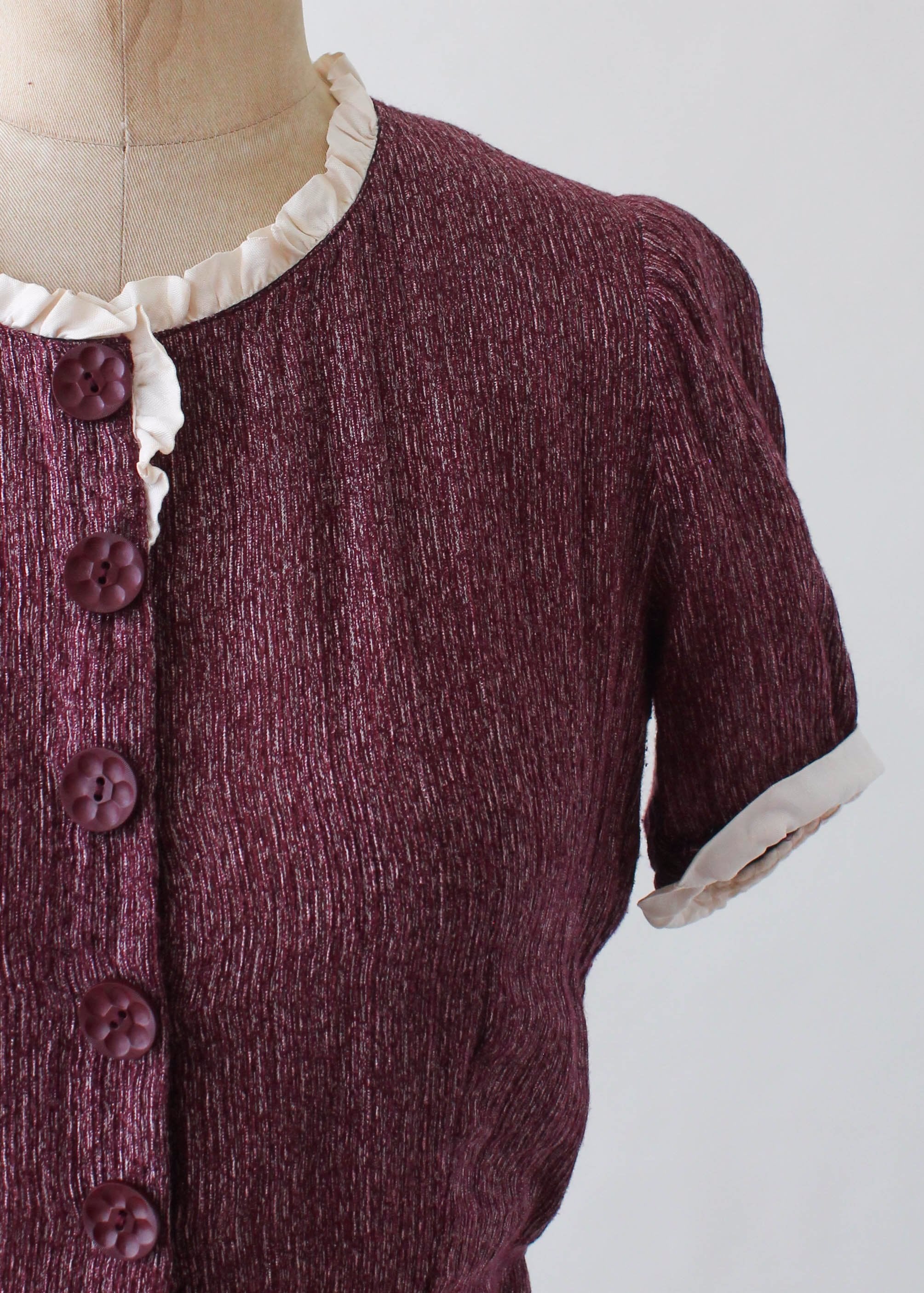 Vintage 1930s Plum Rayon Day Dress with Jacket