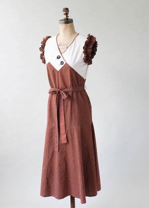 Vintage 1930s Polka Dot Cotton Day Dress