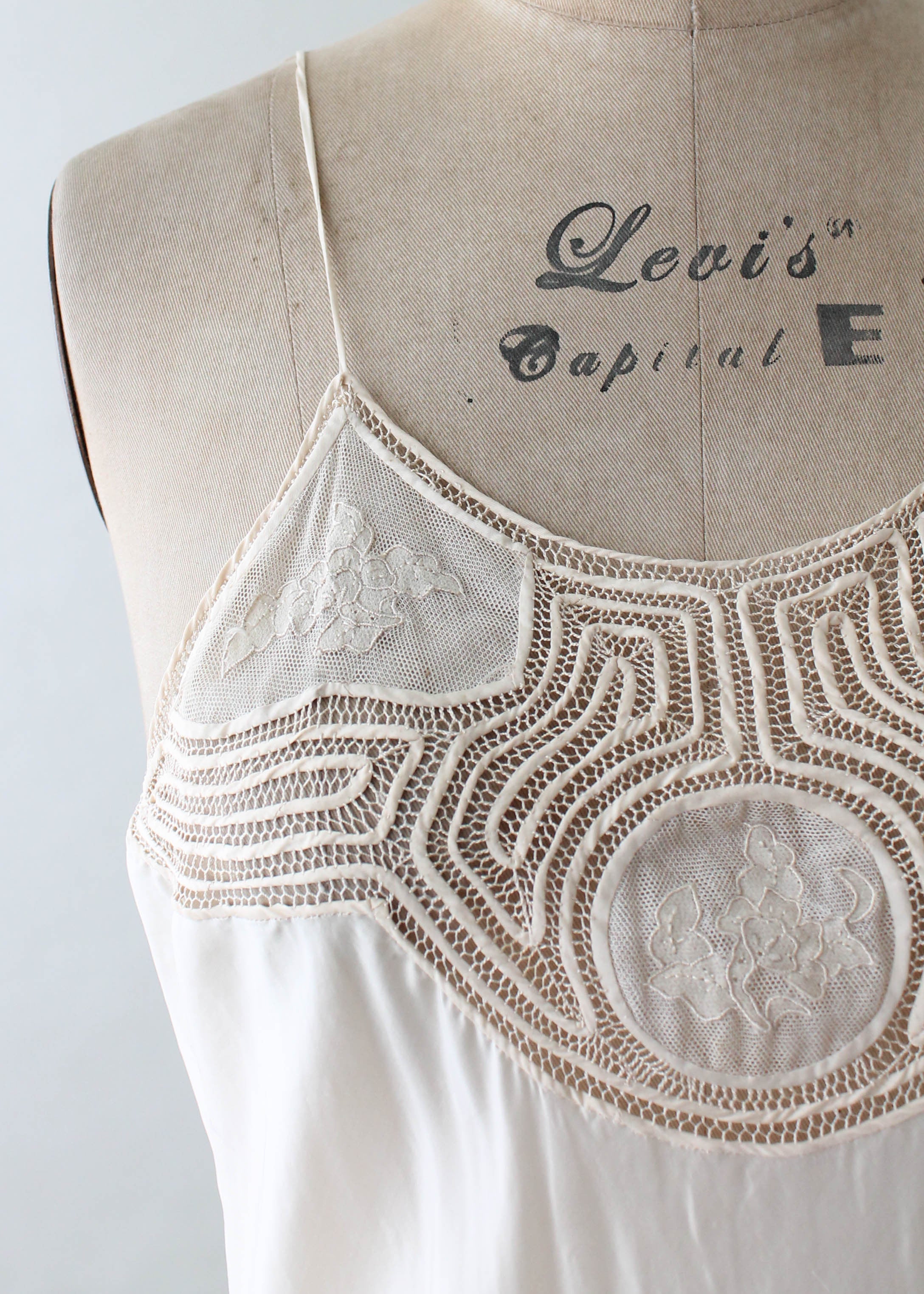 Vintage 1930s Ivory Silk and Lace Slip Dress