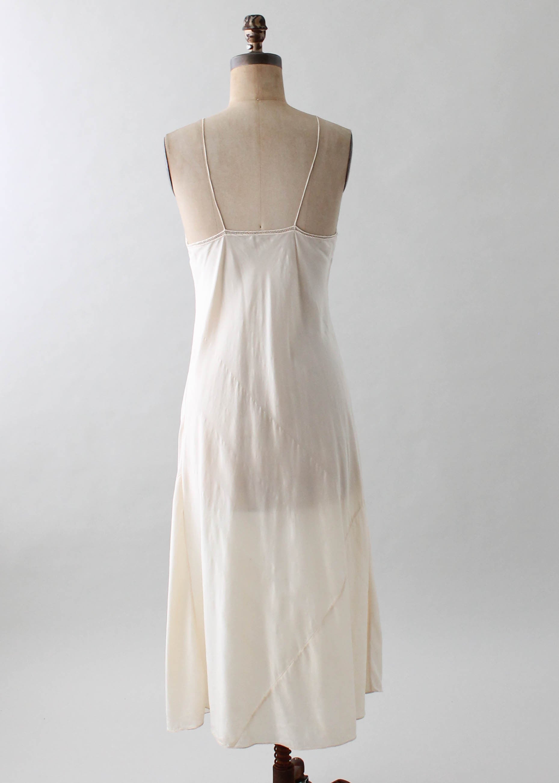 Vintage 1930s Ivory Silk and Lace Slip Dress