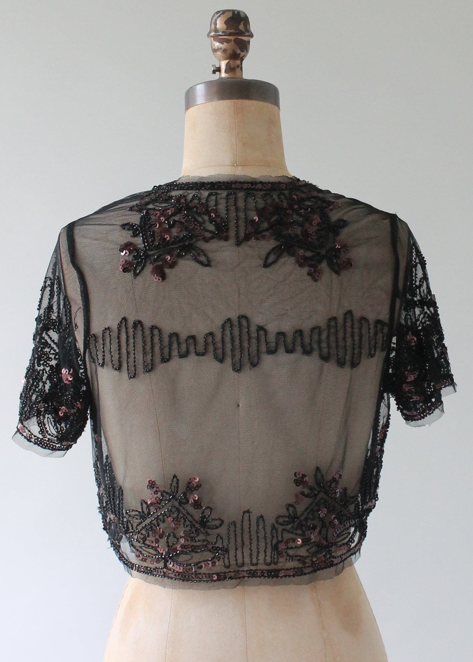 Vintage 1930s Sequined and Beaded Sheer Bolero Jacket