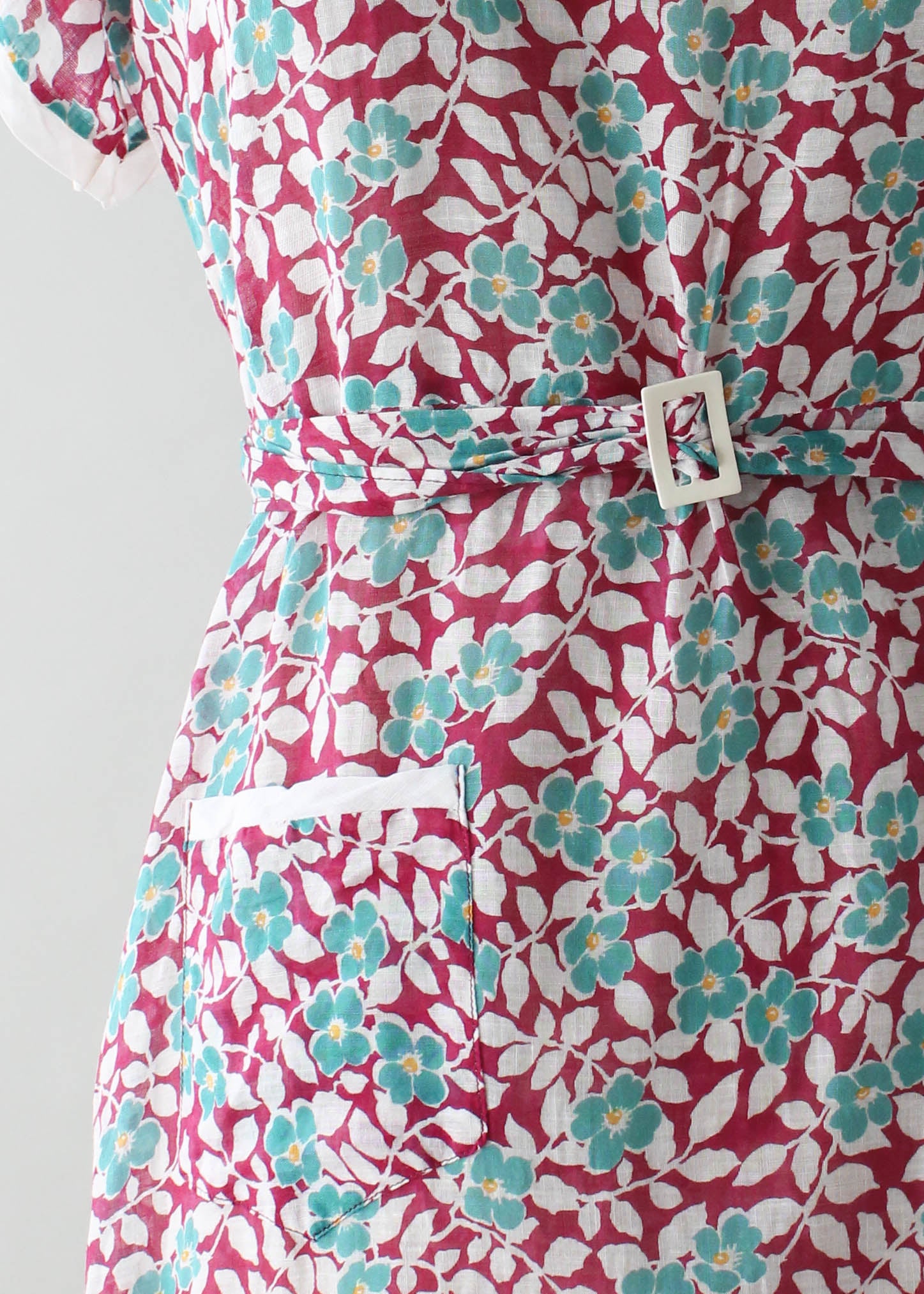 Vintage 1930s Teal and Plum Floral Day Dress