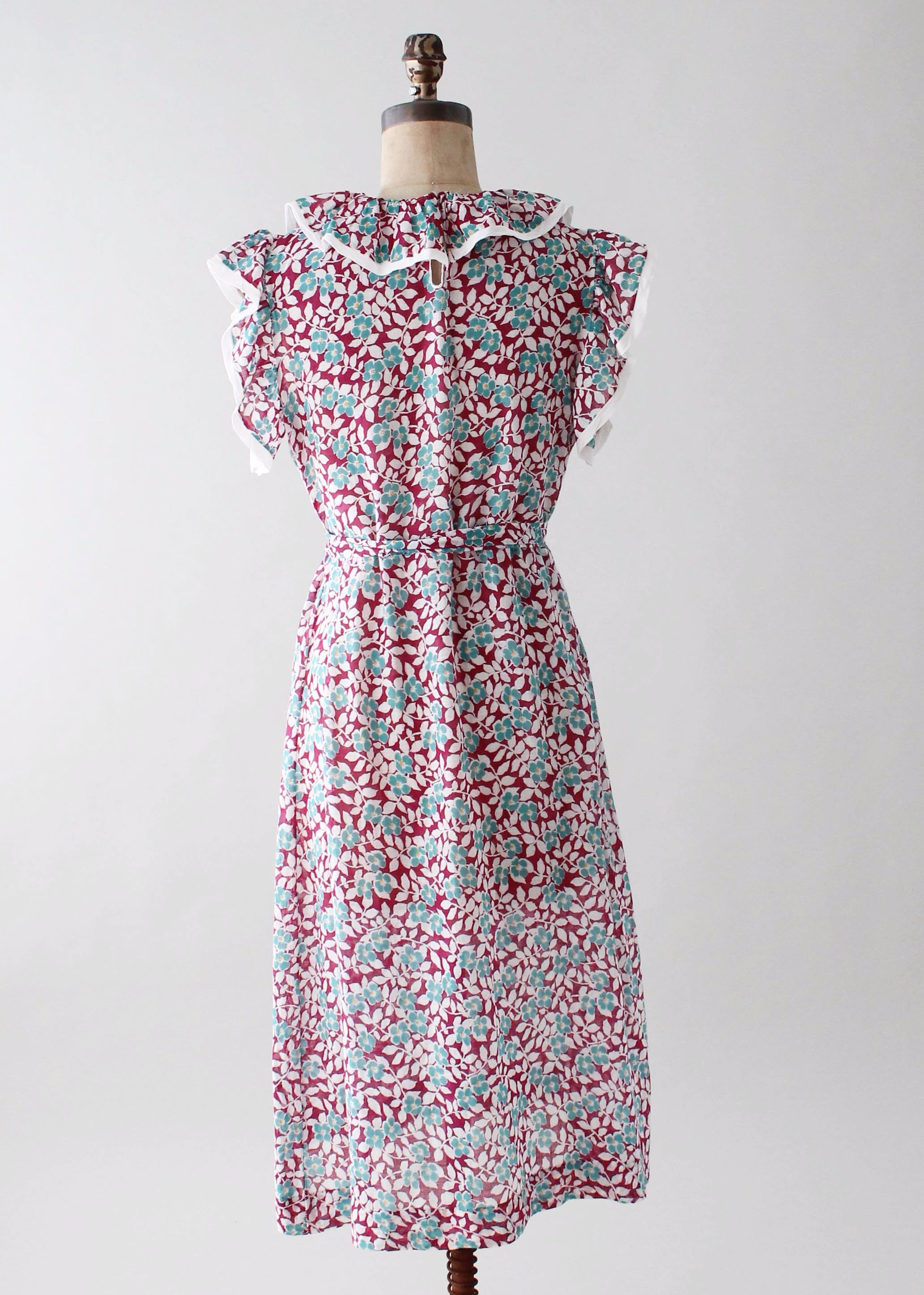 Vintage 1930s Teal and Plum Floral Day Dress