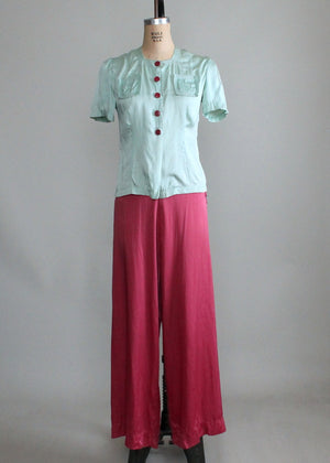 Vintage 1930s Barbizon Top and Pants Lounging Pajamas