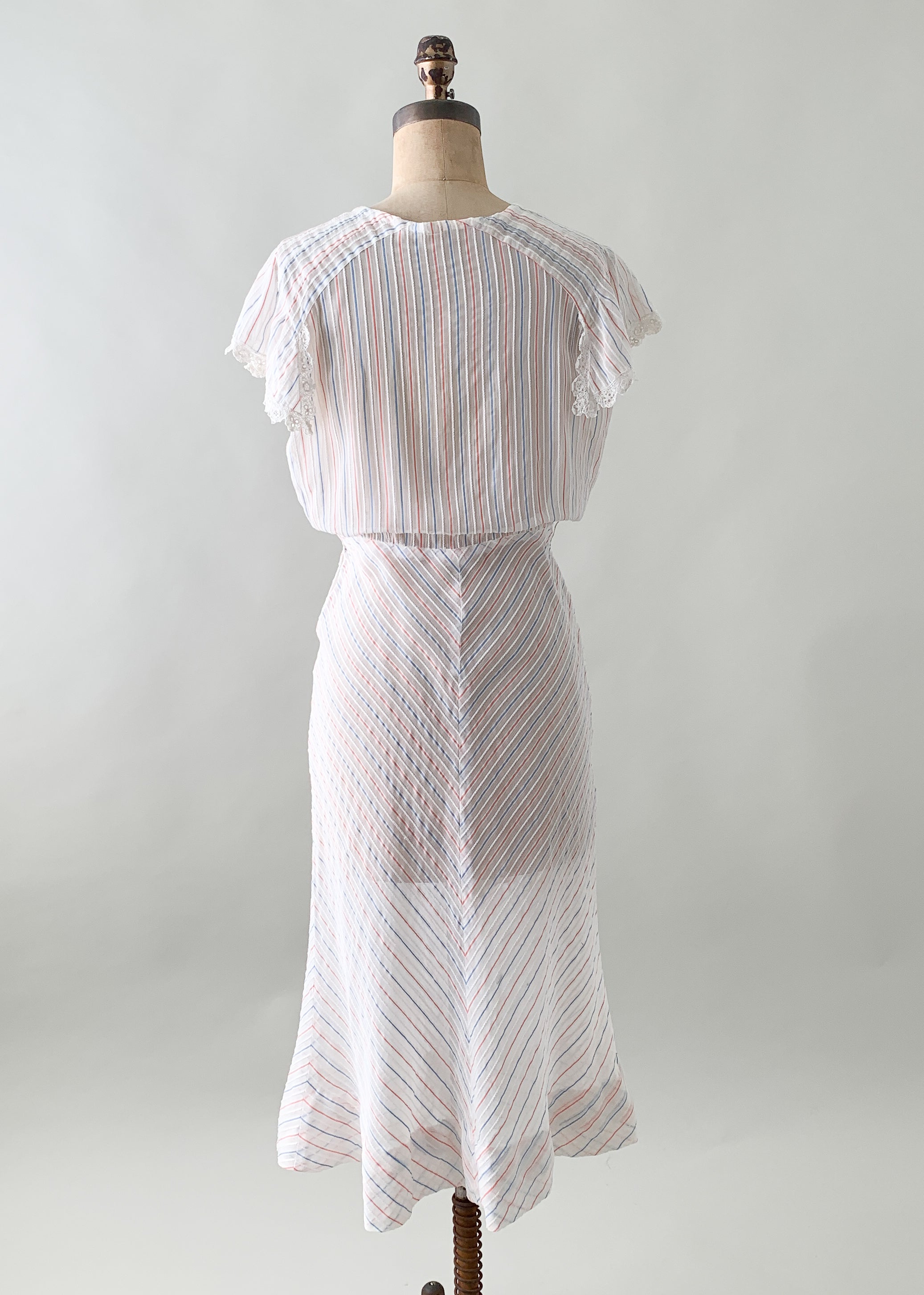 Vintage 1930s Cotton Striped Dress