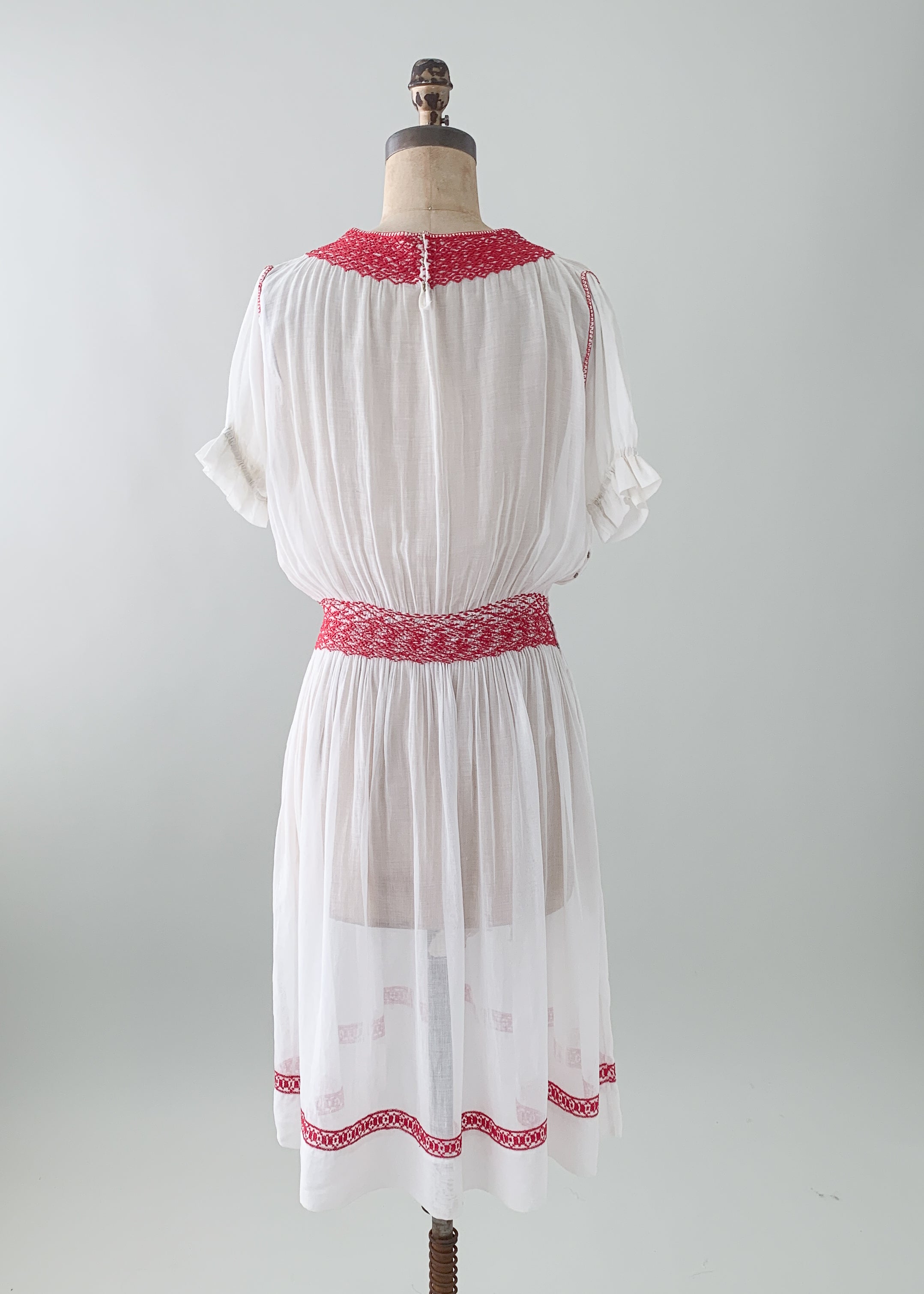 Vintage 1930s Embroidered Cotton Dress