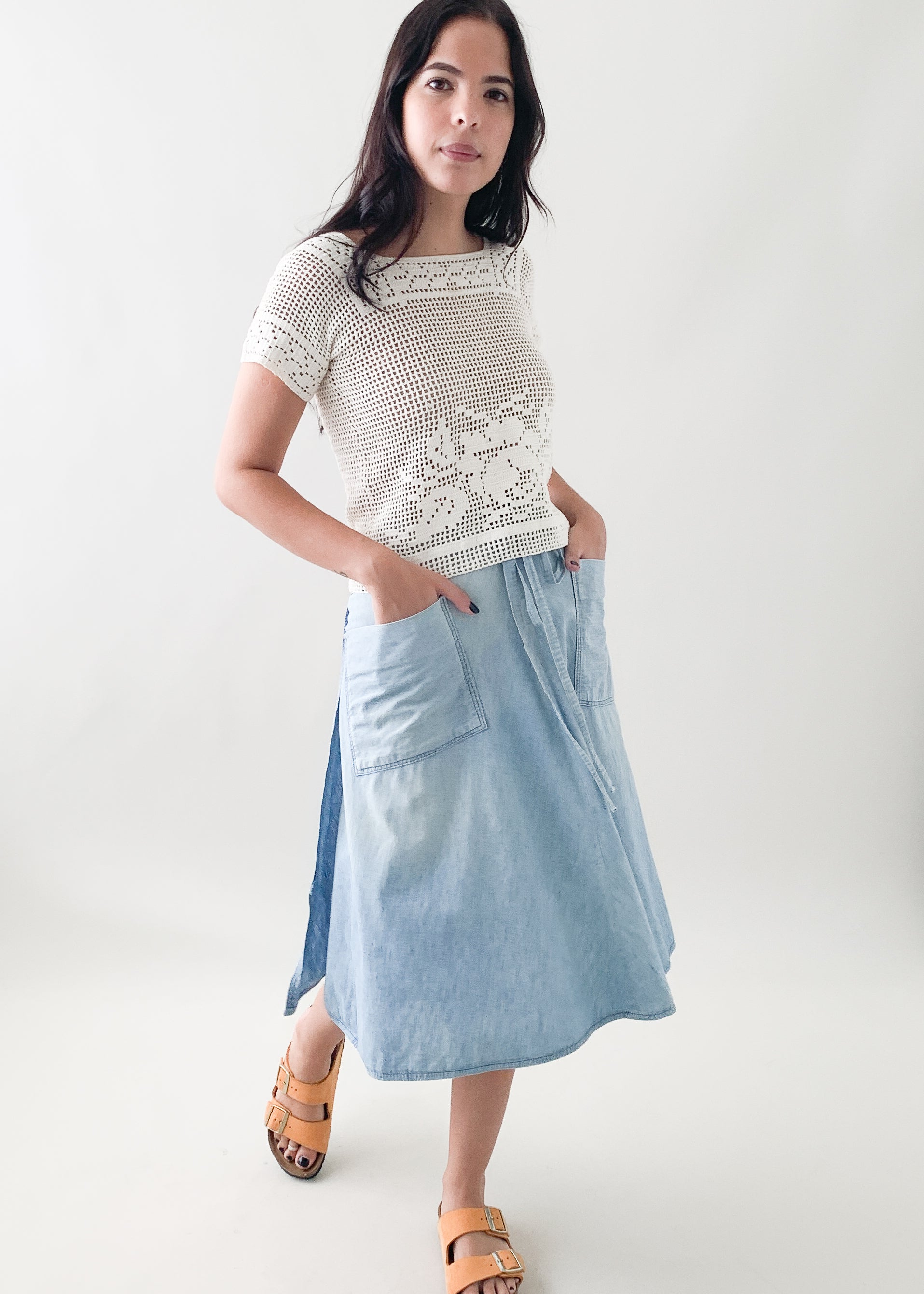 Vintage Selvedge Chambray Wrap Skirt