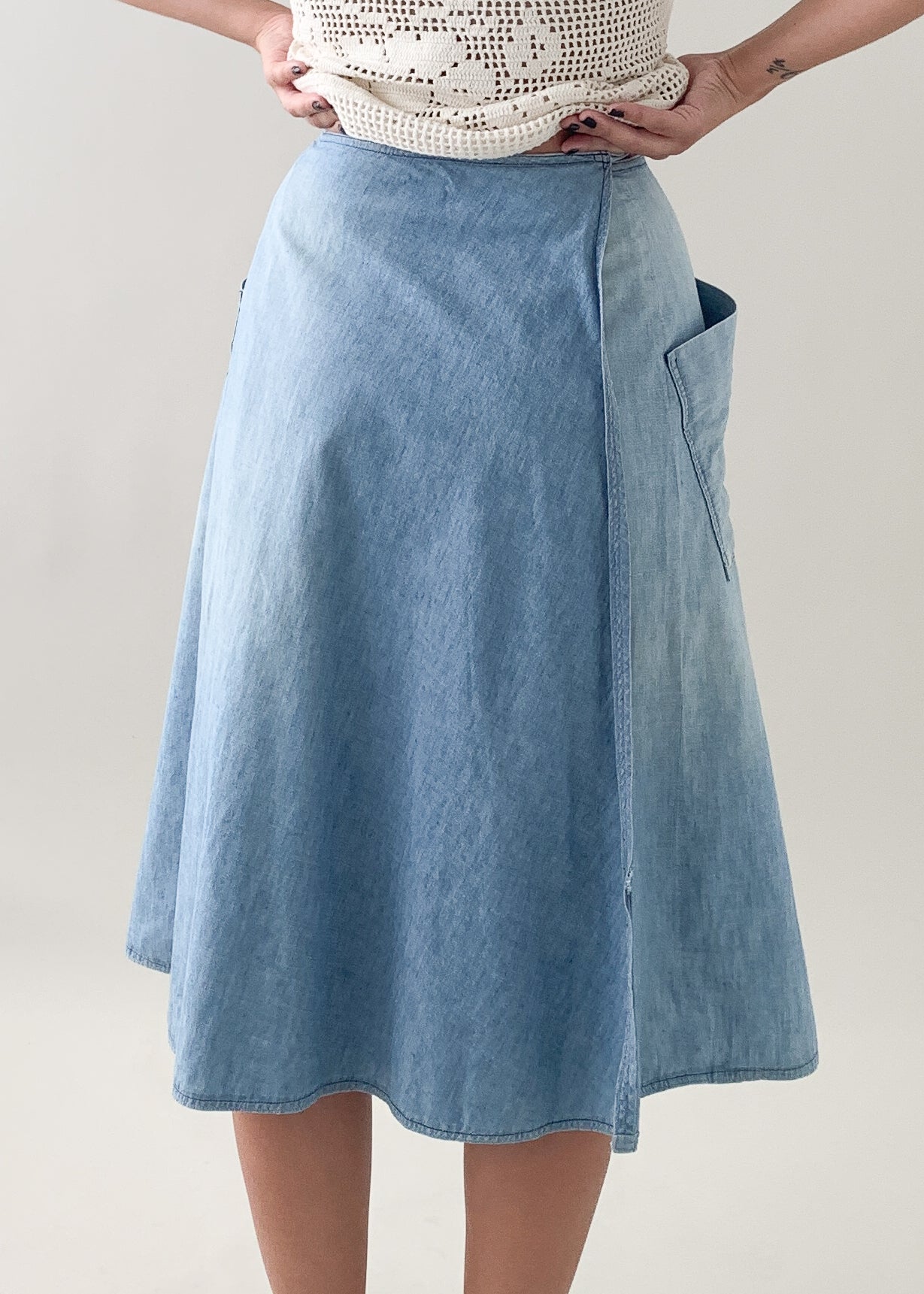 Vintage Selvedge Chambray Wrap Skirt