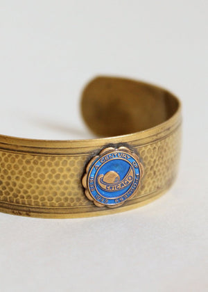 Vintage 1933 Chicago World's Fair Hammered Brass Bracelet