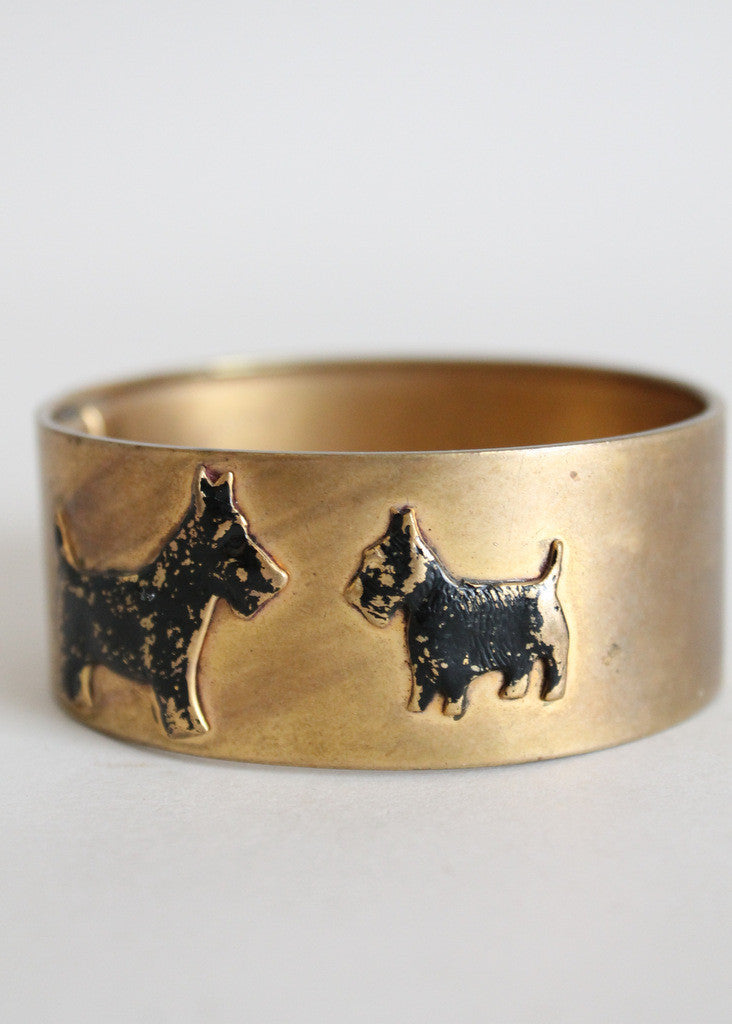 Vintage 1940s Scottie Dog Brass Bracelet