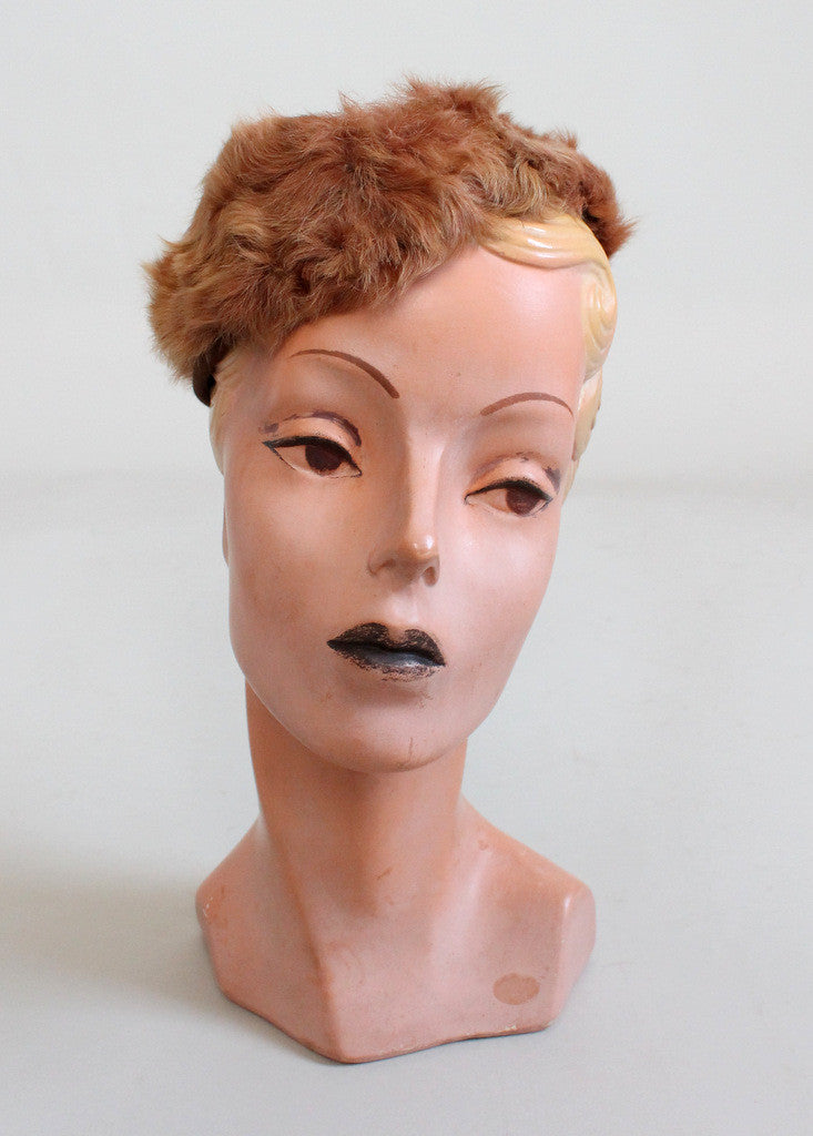 Vintage 1940s Matching Fur Tilt Hat and Muff