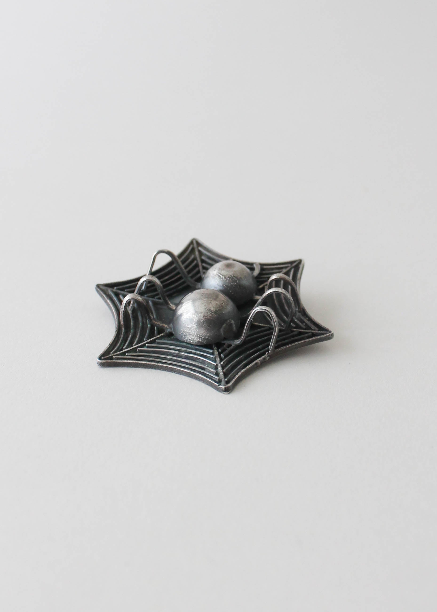 Vintage 1930s Mexican Silver Spider and Web Brooch