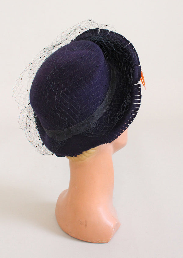 1940s_Navy_Feather_Trim_Hat-  display picture 3