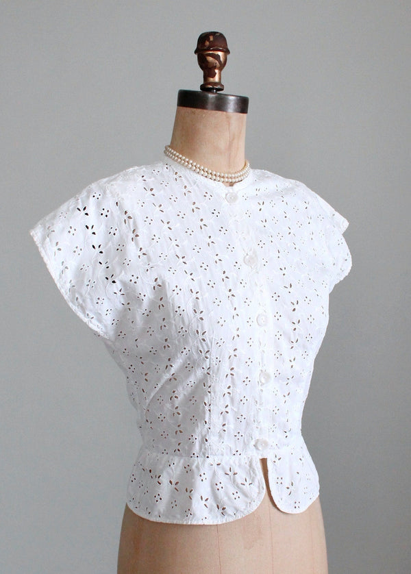 1940s All White Romanian Blouse M – makky