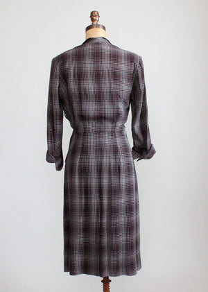 Vintage 1940s Winter Plaid Suit Dress