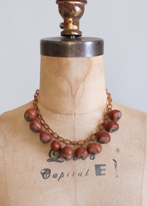 Vintage 40s hazelnut celluloid necklace