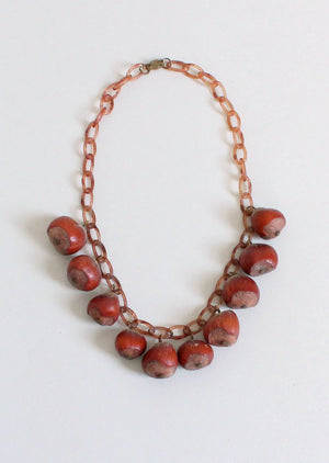 1940s hazelnut and celluloid necklace