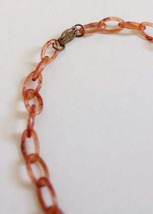 Vintage 1940s Hazelnut Celluloid Link Necklace