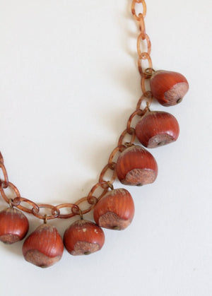 1940s hazelnut and culluloid necklace