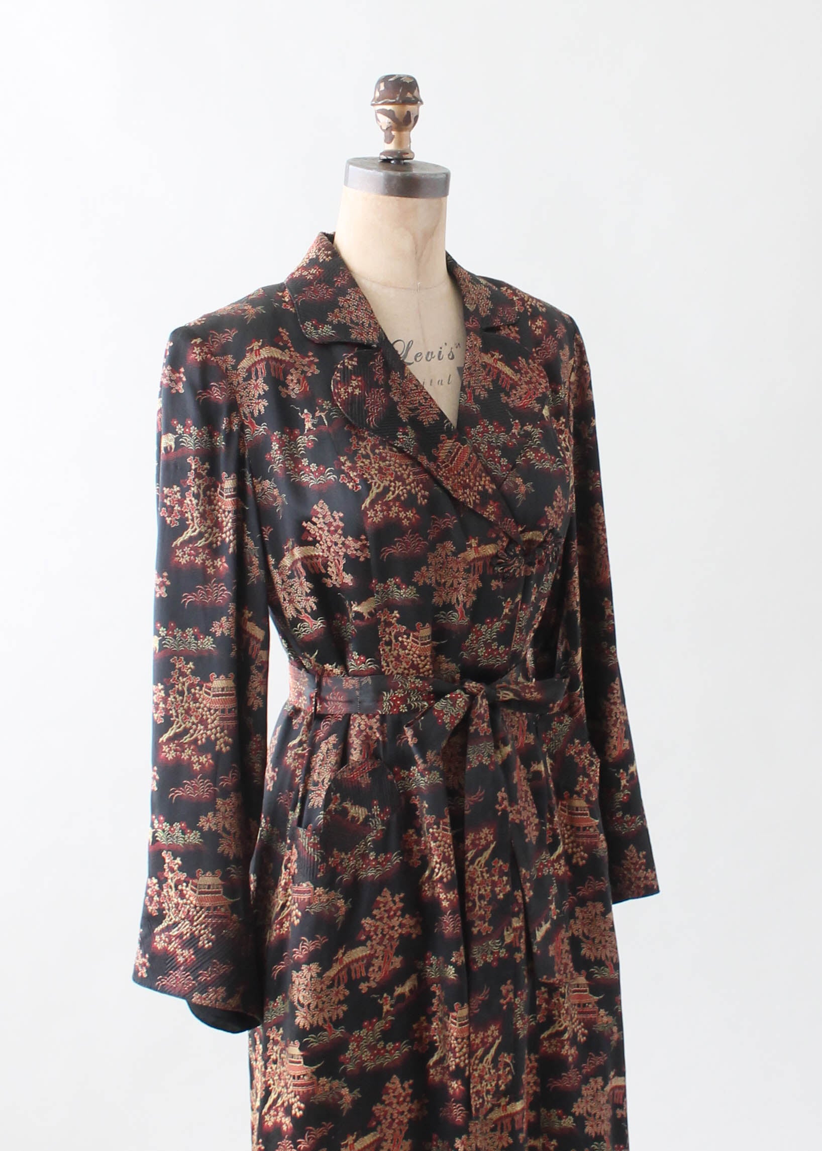 Vintage 1940s Asian Silk Long Robe