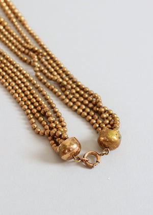 Vintage 1940s Brass Bead Multi Strand Necklace