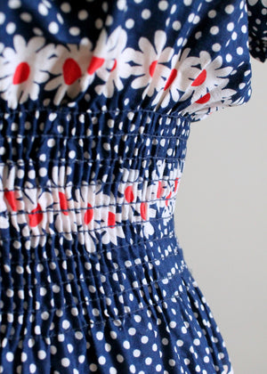 Vintage 1940s Daisies and Dots Day Dress