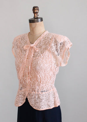 Vintage 1940s Pink Lace and Navy Rayon Dress
