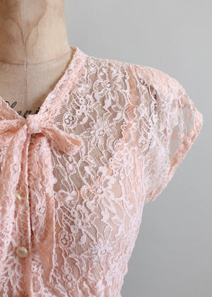 Vintage 1940s Pink Lace and Navy Rayon Dress