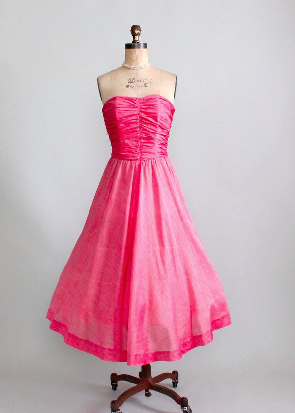 1940s prom dress Vintage 1940s Pink Strapless Party Dress and Shawl