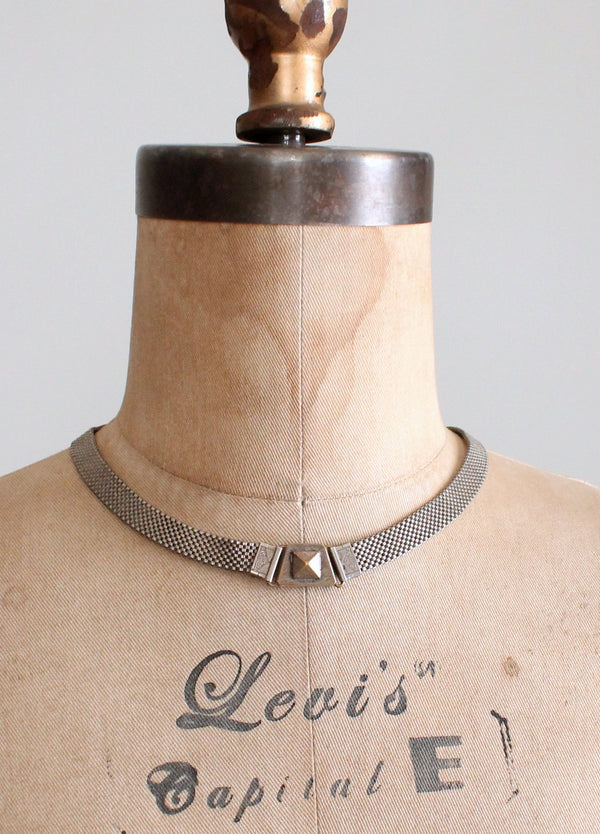 Silver mesh choker necklace shop