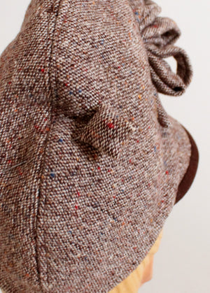 Vintage 1940s Tweed Pointed Tilt Hat