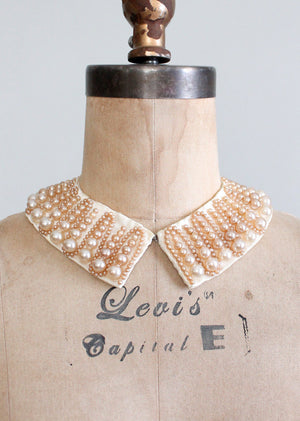 Vintage 1960s Zig Zag Pearl Beaded Sweater Collar