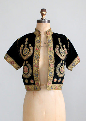 Vintage 1940s Embroidered Velvet Bethlehem Jacket