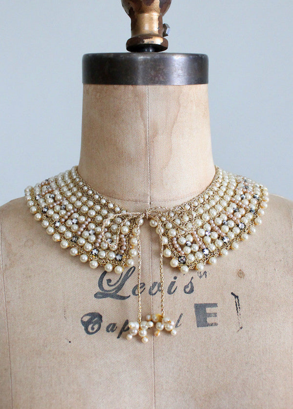 Vintage pearl collar necklace outlet
