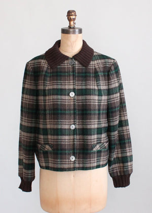 Vintage 1950s Pendleton Plaid Wool Hiking Jacket