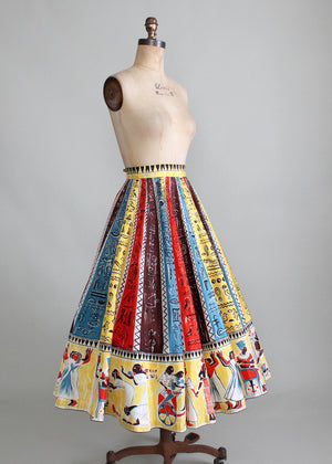 Vintage 1950s Egyptian Hieroglyphs Circle Skirt