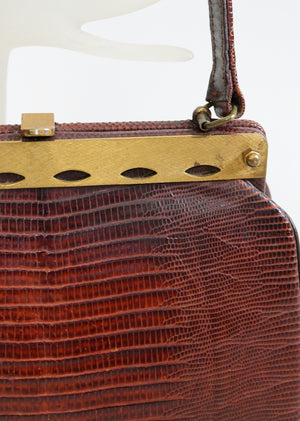 Vintage 1950s Sterling Lizard Skin Handbag