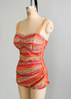 Vintage 1950s Paisley Stripes Roxanne Swimsuit