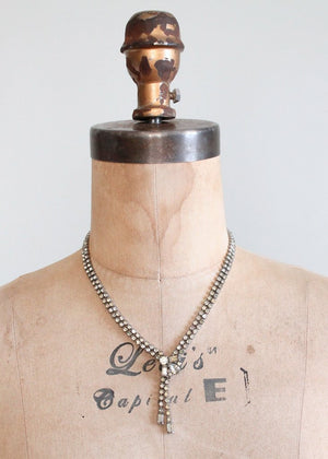 Vintage 1950s Rhinestone Adjustable Lariat Necklace