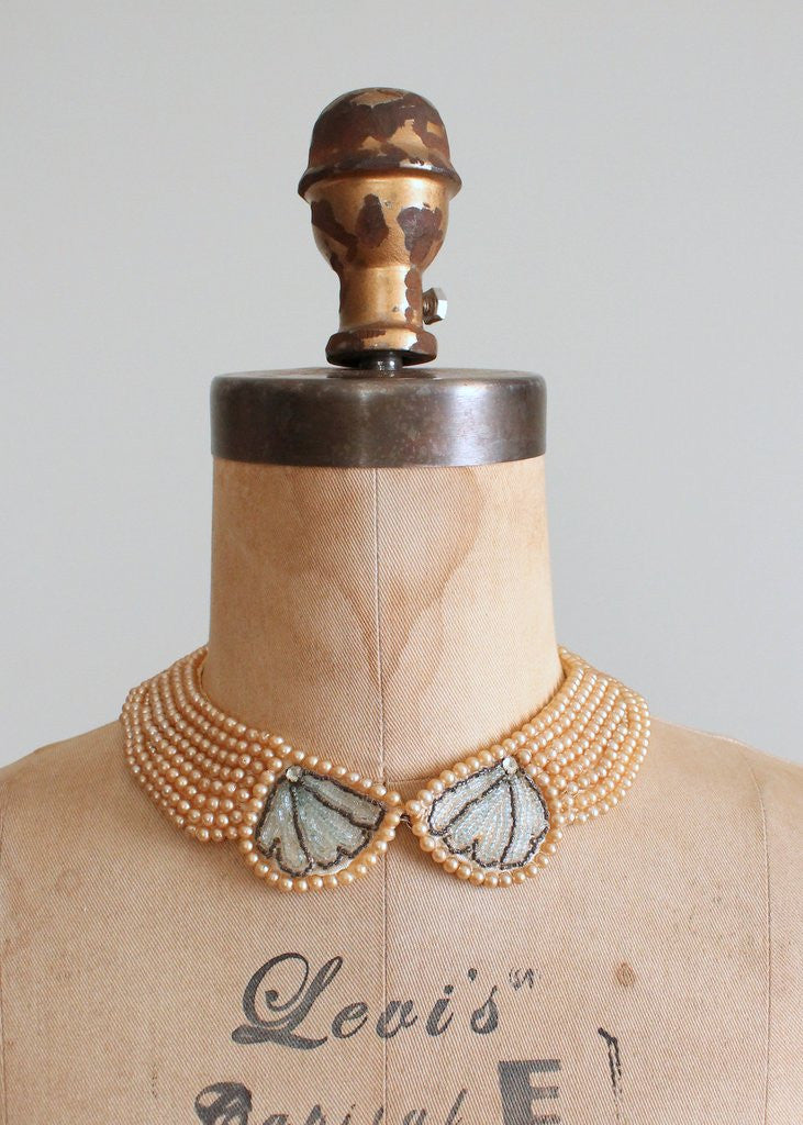 Vintage 1950s Pearl Beaded Sweater Collar