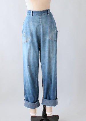 Vintage 1950s Distressed and Patched Jeans